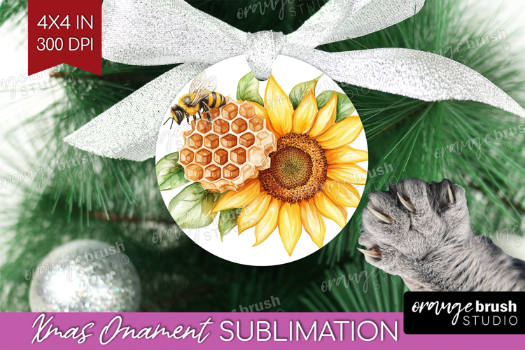 Bee Ornament PNG - Watercolor Bee PNG Sublimation