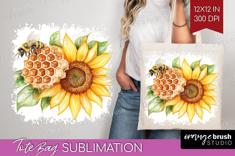Bee Tote Bag - Watercolor Bee Tote Bag PNG Sublimation