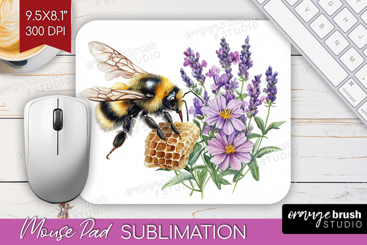 Bee Mouse Pad Sublimation - Watercolor Bee Mousepad PNG