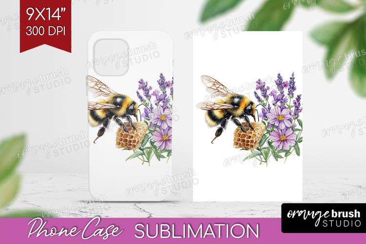 Bee Phone Case PNG - Watercolor Bee Case PNG Sublimation
