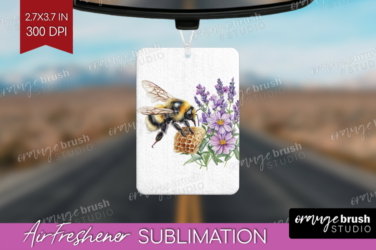 Bee Air Freshener PNG - Watercolor Bee PNG Sublimation