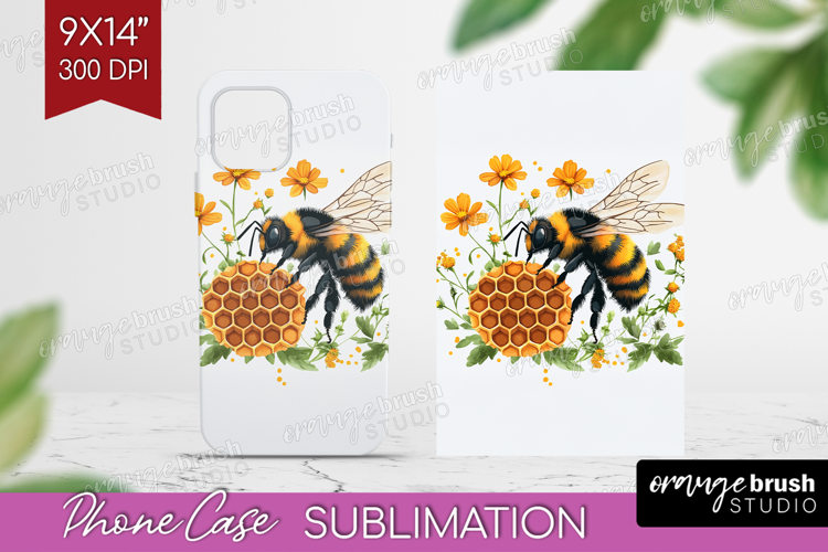 Bee Phone Case PNG - Watercolor Bee Case PNG Sublimation