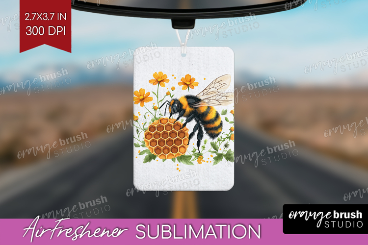Bee Air Freshener PNG - Watercolor Bee PNG Sublimation