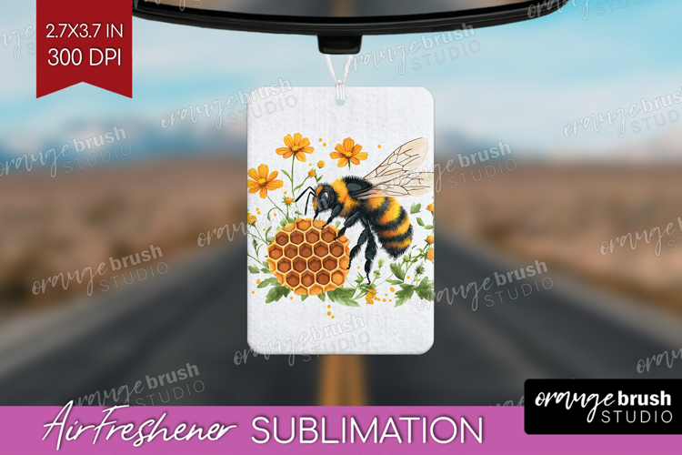 Bee Air Freshener PNG - Watercolor Bee PNG Sublimation