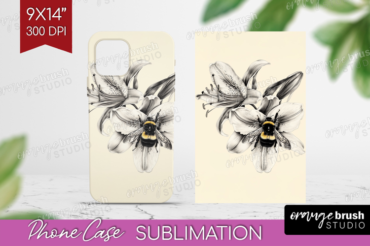 Bee Phone Case PNG - Watercolor Bee Case PNG Sublimation