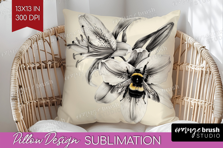 Bee Pillow Sublimation - Watercolor Bee Pillow Cover PNG