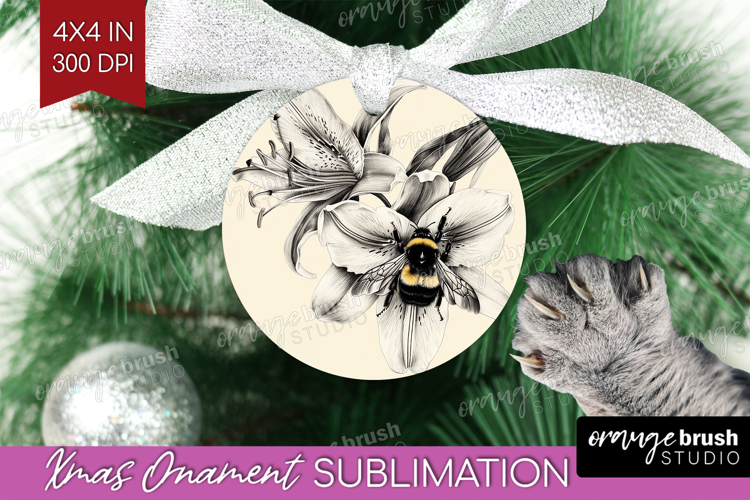 Bee Ornament PNG - Watercolor Bee PNG Sublimation