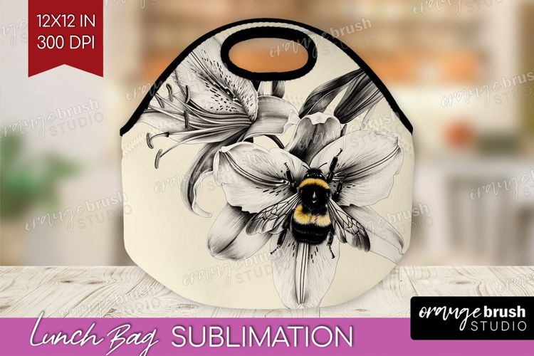 Bee Lunch Bag - Watercolor Bee Lunch Bug PNG Sublimation