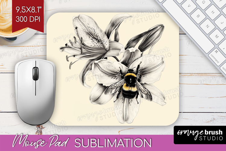 Bee Mouse Pad Sublimation - Watercolor Bee Mousepad PNG