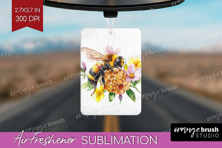 Bee Air Freshener PNG - Watercolor Bee PNG Sublimation