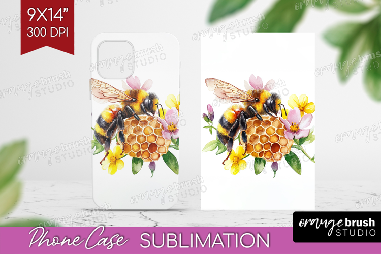 Bee Phone Case PNG - Watercolor Bee Case PNG Sublimation