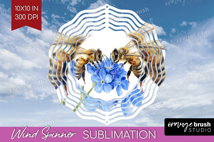 Bee Wind Spinner Sublimation PNG - Watercolor Bee Round