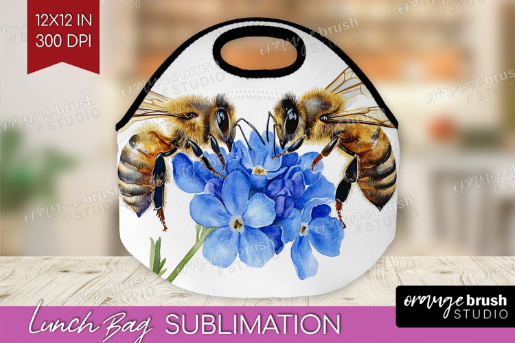 Bee Lunch Bag - Watercolor Bee Lunch Bug PNG Sublimation