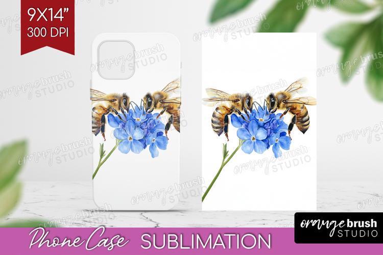 Bee Phone Case PNG - Watercolor Bee Case PNG Sublimation