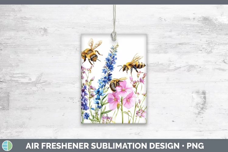 Watercolor Bee Air Freshener Sublimation Car Freshener Desig