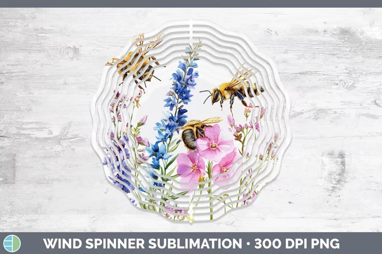 Watercolor Bee Wind Spinner Sublimation Spinner Designs