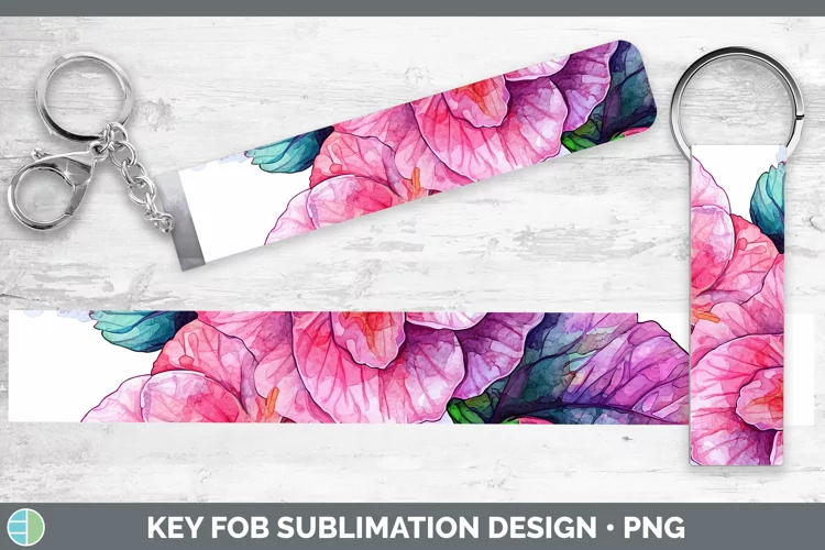 Watercolor Begonia Key Fob Sublimation Wristlet Designs