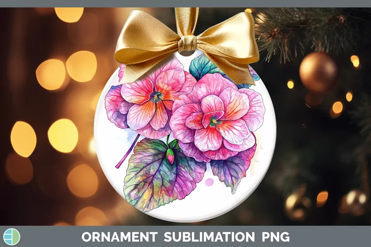 Watercolor Begonia Ornament Sublimation Bauble Designs