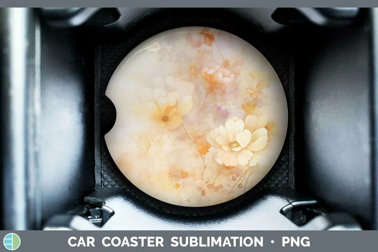 Watercolor Beige Car Coaster Sublimation Coaster Designs