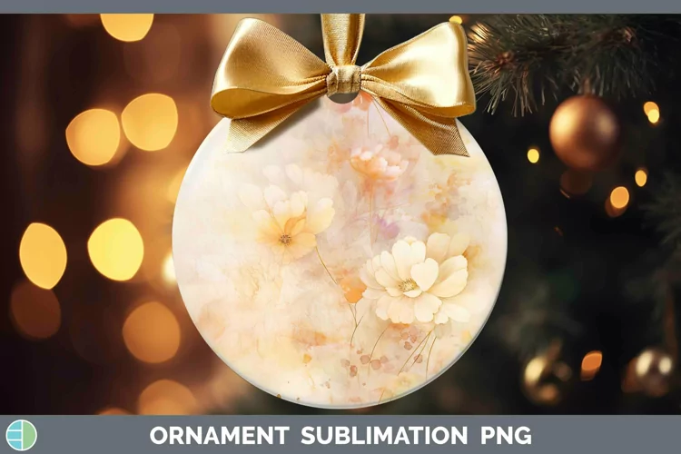 Watercolor Beige Ornament Sublimation Bauble Designs