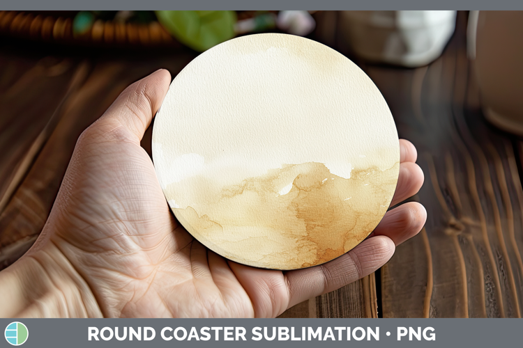Watercolor Beige Round Coaster Sublimation Coaster Designs