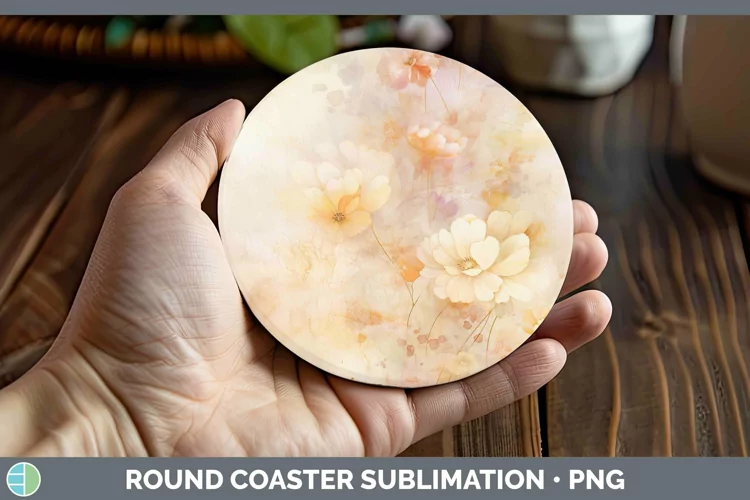 Watercolor Beige Round Coaster Sublimation Coaster Designs