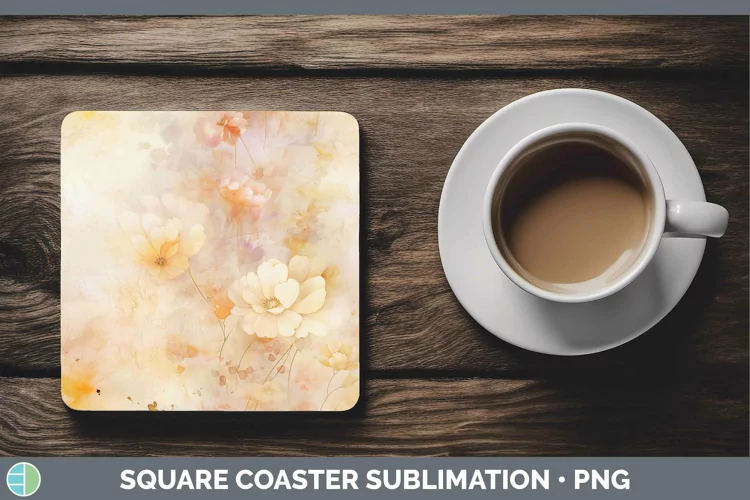 Watercolor Beige Square Coaster Sublimation Coaster Designs