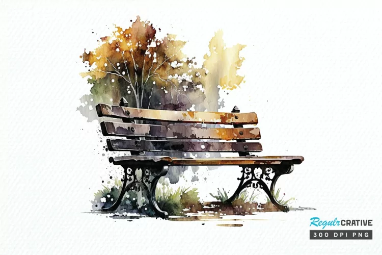 Watercolor Bench PNG Clipart