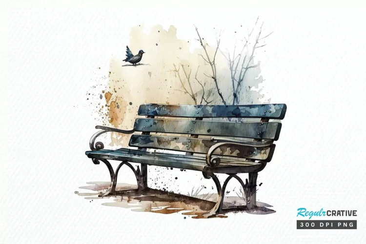 Watercolor Bench PNG Clipart