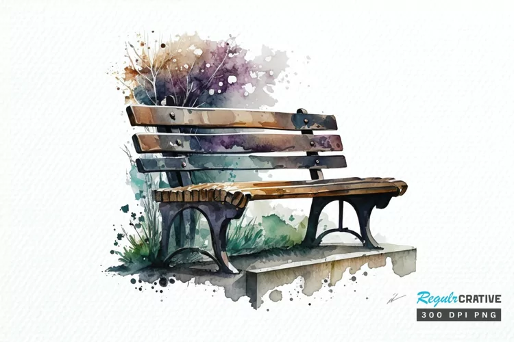 Watercolor Bench PNG Clipart