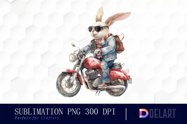 Biker Bunny Illustration Clipart