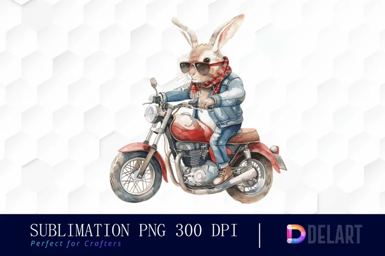 Biker Bunny Sublimation PNG Clipart