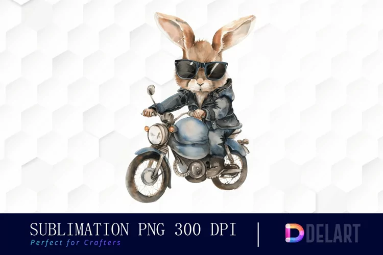 Biker Bunny Illustration Clipart