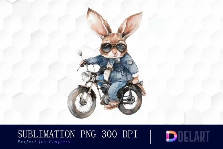 Biker Bunny Sublimation PNG Clipart