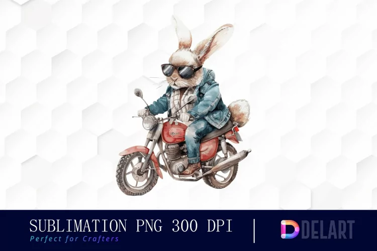 Biker Bunny Illustration Clipart