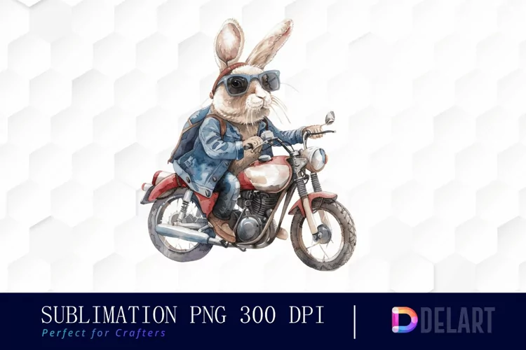 Biker Bunny Illustration Clipart