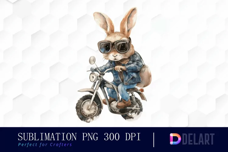 Biker Bunny Sublimation PNG Clipart