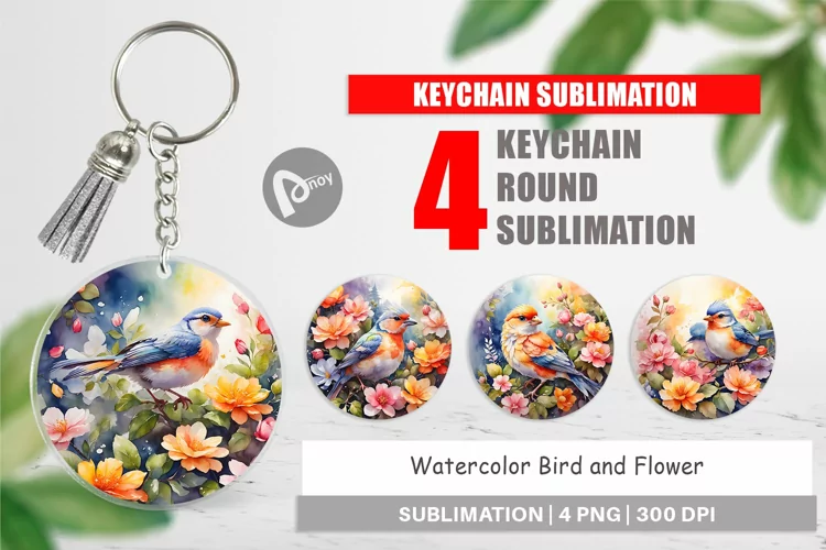 Keychain Bird and Flower