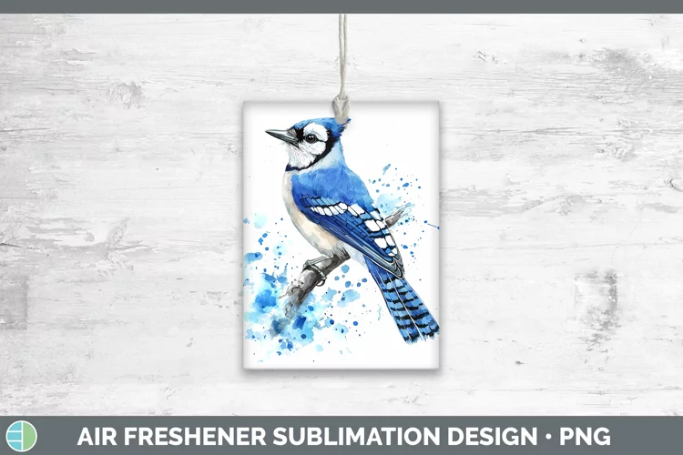 Watercolor Bird Blue Jay Air Freshener Sublimation Car Fresh
