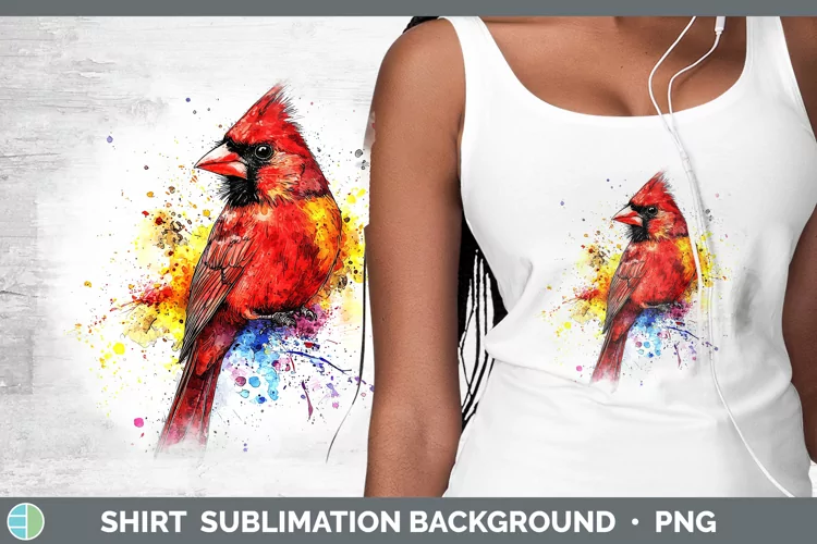 Watercolor Bird Cardinal Shirt Sublimation Sublimation Backg