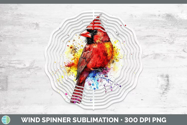 Watercolor Bird Cardinal Wind Spinner Sublimation Spinner De
