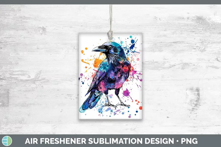 Watercolor Bird Crow Air Freshener Sublimation Car Freshener