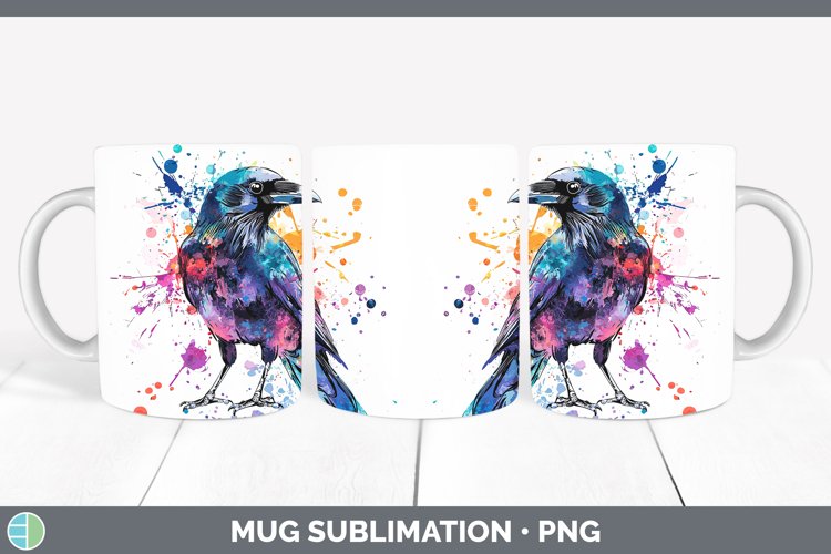 GorgeousWatercolor Bird Mug Wrap design.