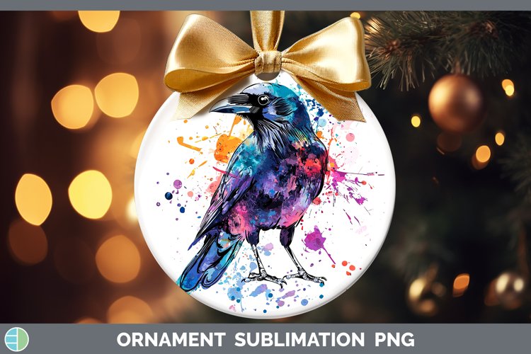Watercolor Bird Crow Ornament Sublimation Bauble Designs