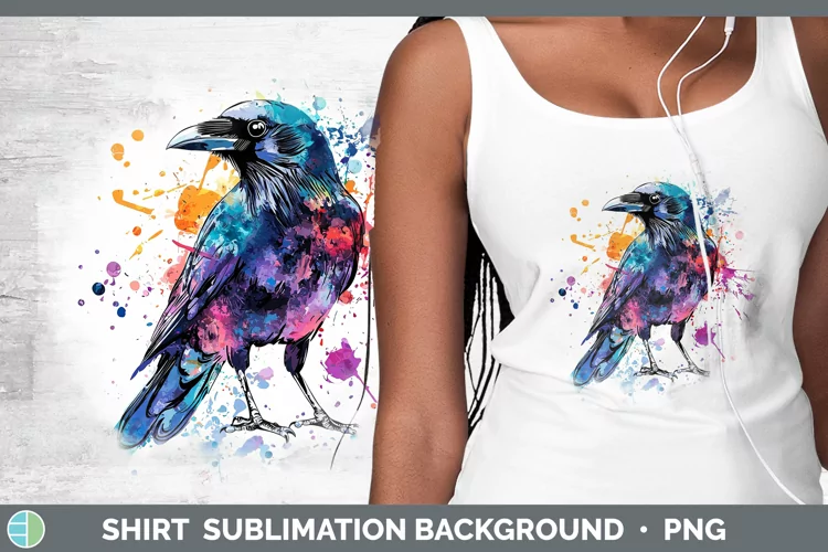 Watercolor Bird Crow Shirt Sublimation Sublimation Backgroun