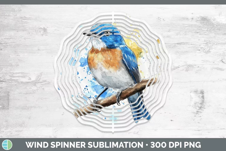 Watercolor Bird Eastern Bluebird Wind Spinner Sublimation Sp