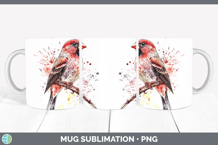 GorgeousWatercolor Bird Mug Wrap design.