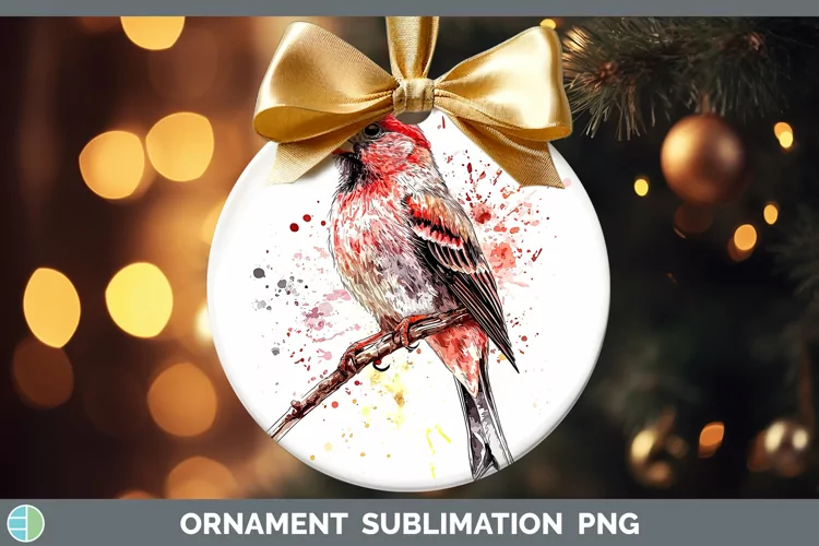 Watercolor Bird Finch Ornament Sublimation Bauble Designs