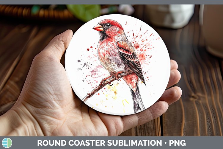 GorgeousWatercolor Bird Round Coaster design.