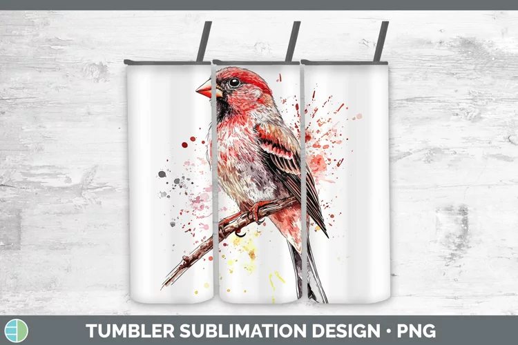 Watercolor Bird Finch Tumbler Sublimation 20 oz Skinny Tumbl
